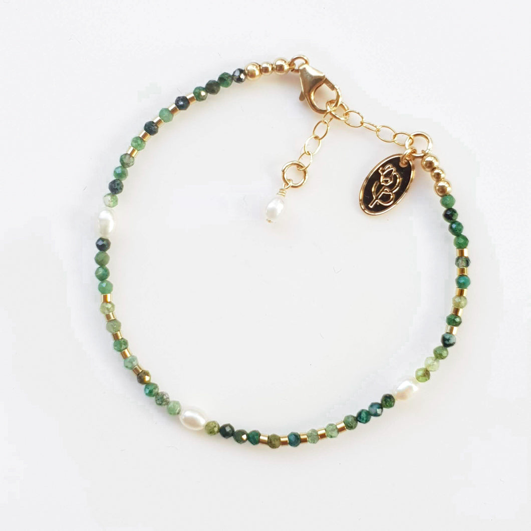 Bracelet agate verte et perle de culture – CommeUnPapillon